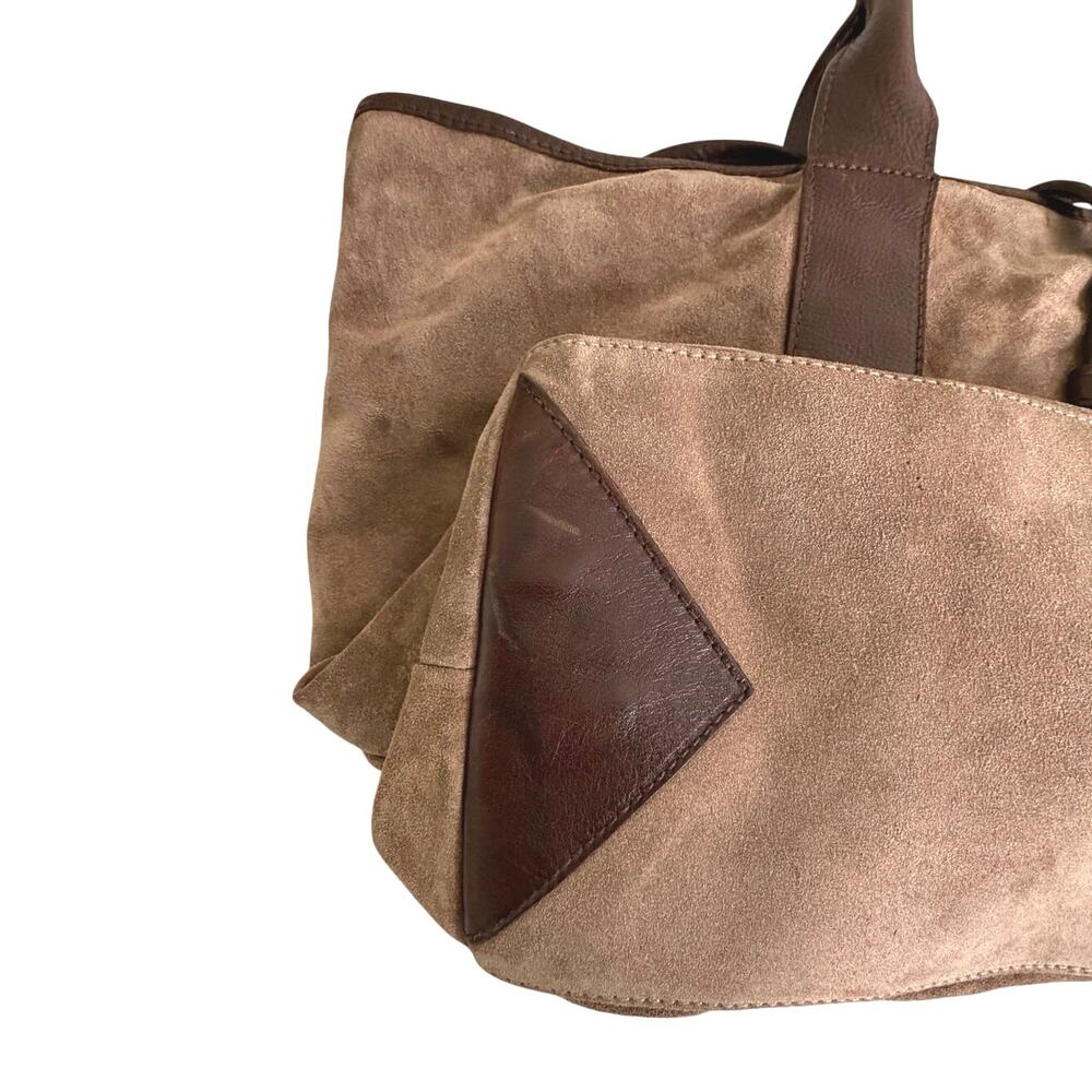 Barneys New York suede leather brown tote made in Italy - Picture 7 of 15